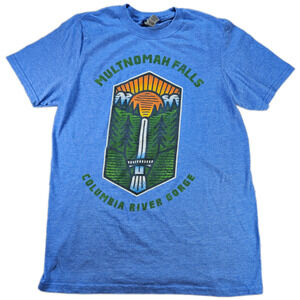 Multnomah Falls Columbia River Gorge Gildan T-Shirt Men's Blue Small Poly Blend